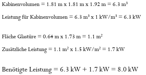 Rechnungsbeispiel Berechnung Leistung Saunaofen